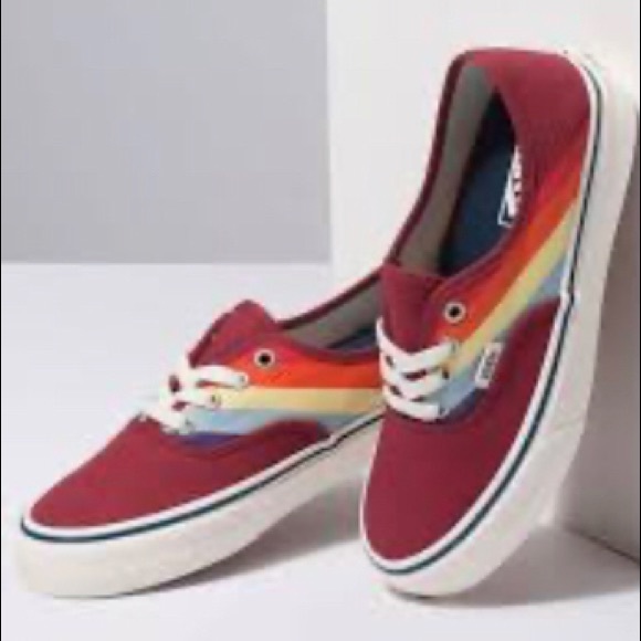 vans rainbow checkered slides